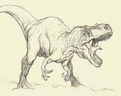 a drawing of a t - rex dinosaur with it's mouth open