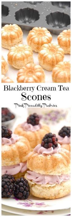 blueberry cream tea scones on a plate with berries