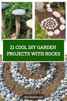 21 Cool DIY Garden Projects With Rocks Easy Garden Projects, Projects With Rocks, Outdoor Crafts, Crafts Easy, Garden Art Crafts, Garden Yard Ideas, Landscaping Tips, Diy Garden Projects