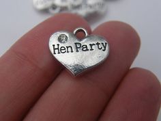 20 Hen Party pendants double sided by nicoledebruin Clear Rhinestones, Antique Silver, Heart Ring, Heart Shapes, Double Sided