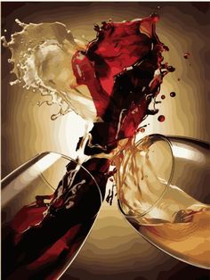 Red Loves White Wine - Paint by numbers Wine Images, Dynamic Composition, Wine Painting, Black And White Painting, Daily Painting, Wine Enthusiast, Paint By Numbers, Reference Images, Diy Frame