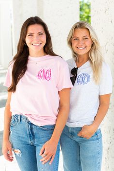 Get a matching kids one! A Monogrammed T-Shirt can be the staple in every girl's wardrobe. It's Simple, Preppy, Comfortable & Durable- It'll last a long time! Dress it up for style, or wear it down for more casual settings. Available in 20+ Colors- Personalize yours Today 💙 ☀️ 💚 💕 💛 🌈 😍 💜 Classic Standard Unisex Fit durable fabric, it maintains sharp lines along the edge Pre-shrunk jersey knit; lasts a long time! 6 oz./yd² (US) 10 oz./L yd (CA), 100% cotton, 18 singles Heavyweight fabric Non-topstitched, classic width, rib collar Double-needle sleeve and bottom hems Taped neck and shoulders Size guide LENGTH (inches) WIDTH (inches) SLEEVE LENGTH (inches) S 28 18 15 ⅝ M 29 20 17 L 30 22 18 ½ XL 31 24 20 2XL 32 26 21 ½ 3XL 33 28 22 ¾ Lilly Inspired, Summer Bottoms, Long Sleeve Baseball Tee, Matching Sets Outfit, Comfort Colors Sweatshirt, Sweat Set, Fall Denim, Long Sleeve Kids, Puff Long Sleeves