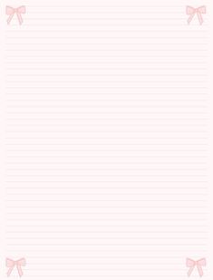 a pink lined paper with bows on it