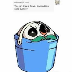 an image of a cartoon character in a bucket with the caption'you can draw a roulet trapped in a sand bucket? '