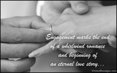 two people holding hands with the words engagement marks the end of a unfaithed romance and beginning of an external love story