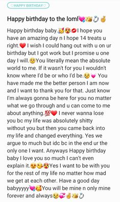 the birthday message from her boyfriend