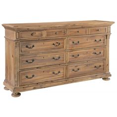 a large wooden dresser with many drawers