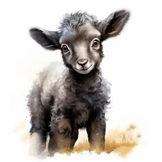 a painting of a baby lamb standing in the grass