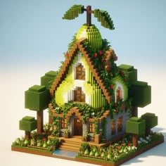 a house made out of legos and plants