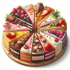 there is a cake with many different toppings on it