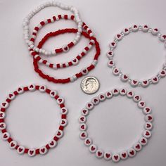 Gorgeous Beaded Bracelet Ideas for Every Occasion Heart Bead Jewelry, Valentine's Day Beaded Stretch Bracelet With Round Beads, Valentine's Day Stretch Bracelet With Round Beads, Valentine's Day Jewelry With Tiny Round Beads, White Heart-shaped Jewelry With Letter Beads, Gift Red Beaded Heart Bracelet, Casual Heart Beads Bracelets For Valentine's Day, Red Beaded Heart Bracelet As Gift, White Heart-shaped Stretch Bracelet For Gift