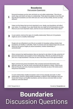 Questions About Boundaries, Relationship Boundaries Worksheet, Boundaries Group Therapy Activities, Boundaries Group Activities, Group Therapy Discussion Questions, Boundaries Group Therapy, Recovery Discussion Questions, Types Of Boundaries Worksheet, Boundaries Activities Therapy Ideas