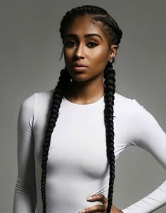 Two Cornrow Braids, Two Braid Hairstyles, Braided Cornrow Hairstyles, Braided Ponytail Hairstyles, Two Braids, Girls Braids