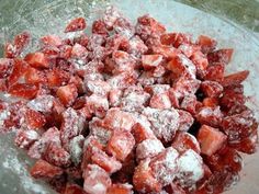 powdered sugar cubes in a glass bowl