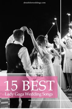 a bride and groom dancing with sparklers in the air