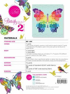 the butterfly quilt pattern is shown with instructions