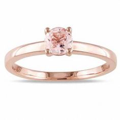 Pledge your love and commitment to her with this exquisite promise ring. Expertly crafted in precious 10K rose gold, the eye is drawn to the 5.0mm round pink morganite gemstone at the center. Thought to be the gemstone of the universal heart, this soft pink sparkler needs no other accompaniment. A generous gift of love, this ring is finished with a bright polished shine. Promise Rings Rose Gold, Marrying Rich, Morganite Solitaire Ring, Gold Topaz Ring, Cute Promise Rings, Rings Rose Gold, Morganite Gemstone, Blue Topaz Engagement Ring, Rose Gold Morganite