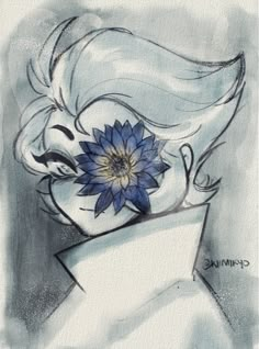 a drawing of a woman with a flower in her hair