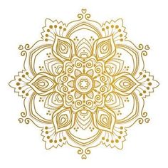 an elegant golden ornament with leaves and flowers on a white background in the form of a snowflake