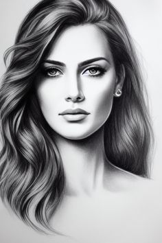 a drawing of a woman with long hair