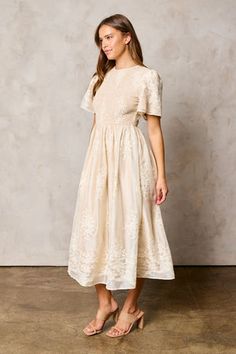 Charlie modest midi dress – JanieLanie Beige Midi Dress For Bridesmaids, Wedding Midi Dress With Smocked Bodice, Champagne Colored Dress, Mennonite Dress, Champagne Color Dress, Modest Midi Dress, Modest Boutique, Nursing Friendly Dress, Temple Dress