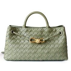 Green Woven Leather Tote Bags Top Handle Crossbody Purse | Baginning Green Shoulder Bag For Formal Spring Occasions, Woven Leather Tote, Bags Online Shopping, Leather Tote Bags, Woven Handbags, Metallic Bag, Travel Work, Classic Bags, Mini Tote Bag