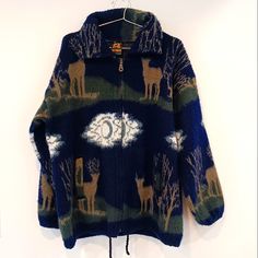 Surrealist Masterpiece In Hand Knit Alpaca. Would Be Hard For Me To Let This Beauty Go Unless The Price Is Right. Please Don't Be Afraid To Make An Offer Wolf Fleece Jacket, Wolf Fleece, Sweaters Vintage, The Price Is Right, Price Is Right, Knit Alpaca, Don't Be Afraid, Be Afraid, Zip Jacket