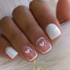 Nail Designs For Beginners, Manicure Nail Designs, Nails For Kids, Short Acrylic Nails Designs, Heart Nails