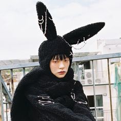 Bunny Ears Length: 27.  Scarf Length: 220cm.  Hat Circumference: 56cm.  Attention: This price includes a hat only, others are not included. Black Bunny Ears, Rabbit Hat, Black Bunny, How To Wear Rings, Bunny Hat, Hooded Scarf, Hat Scarf, Ear Hats, Rabbit Ears