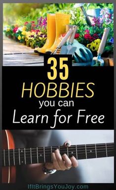 the cover of 35 hobbies you can learn for free, with an image of a guitar