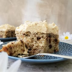 a piece of cake on a plate with a fork