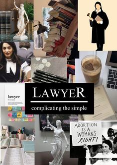 a collage of images containing law books, women's rights and an image of a woman holding a book