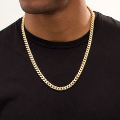 Command attention with the timeless yet fashion-forward look of this Italian gold curb chain necklace for men. Crafted in warm hollow 10K gold This classic curb chain showcases a 7.6mm-wide design for a bolder and eye-catching look. The 24.0-inch necklace secures with a lobster claw clasp. Man Gold Necklace, Gold Chain Aesthetic Men, Gold Mens Jewelry, Classic Cuban Link Curb Chain, Classic Cuban Link Curb Chain Necklace, Cross Necklace Aesthetic Men, Classic Gold Cuban Link Necklace, Tarnish Resistant Cuban Link Necklace For Formal Occasions, Tarnish Resistant Cuban Link Necklace For Formal Events