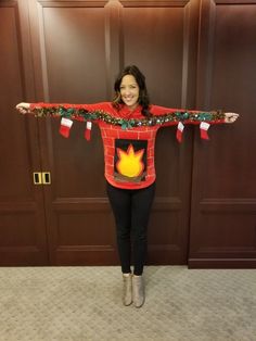 Fireplace Ugly Sweater, Crazy Christmas Outfits Diy, Christmas Vest Outfit Tacky, Womens Ugly Christmas Sweater Diy, Diy Toddler Ugly Christmas Sweater, Handmade Ugly Christmas Sweaters, Funny Christmas Sweaters Diy, Kids Ugly Christmas Sweater Ideas Boys