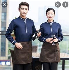 Japanese Restaurant Uniform Ideas, Chinese Restaurant Uniform Design, Hotel Waiter Uniform Design, Japanese Restaurant Uniform, Maid Uniform, Batik Fashion