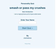 a screen shot of the quiz game smash or pass my crushes, which is now available for free