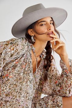 Rancher Felt Hat | Free People Western Style Boots, Suede Fringe Jacket, Wool Fedora, Halo Style, Fringe Jacket, Wearing A Hat, Felt Hat, Ribbon Trim, Wide Brimmed Hats