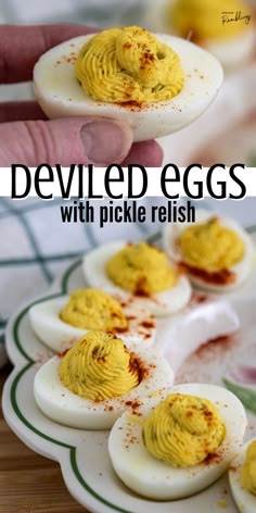 deviled eggs with pickle relish are the perfect appetizer for easter