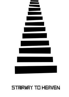 the stairway to heaven logo is black and white