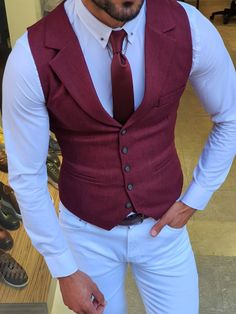 Bellingham Burgundy Slim Fit Vest – brabion Jeans Guys, Vest Outfits Men, Coat Ideas, Burgundy Vest, Man Wedding, Prom 2024, Waist Coat, Claret Red, Red Vest