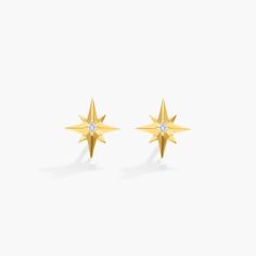 14kt North Star Earrings Pearl Bracelet Gold, Rose Gold Hoop Earrings, Yellow Sapphire Rings, Starburst Earrings, White Gold Hoops, The North Star, Classic Wedding Rings, Platinum Wedding Rings, 18k Gold Earrings