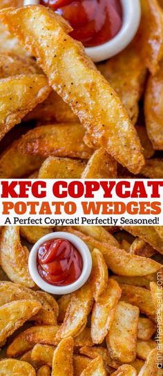 keg copycat potato wedges with ketchup on the side