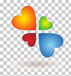 three hearts in different colors on a transparent background