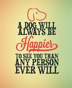 a dog will always be happy to see you than any person ever will quote on a green background