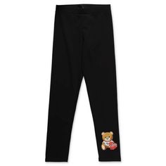 Designers Moschino Black Stretch Cotton Leggings Cotton Leggings, Girls Leggings, Black Stretch