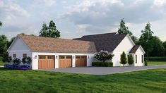 this is an artist's rendering of a two - car garage with attached carports