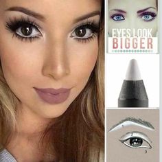 Make your eyes look bigger and brighter with Younique's 3D lashes and the Moodstruck Precision Pencil Eyeliner in Pristine! Bigger Eyes, Eyes Look Bigger, Eyeliner Hacks, Younique Beauty, White Eyeliner, Eye Liner Tricks, Simple Eye Makeup, Younique Makeup, Makeup Tricks