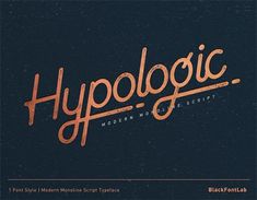 the logo for hypopic modern script typeface is shown in orange and black