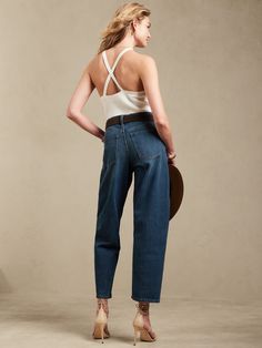 Barrel Jean | Banana Republic Factory Banana Republic Factory, Petite Size, Banana Republic, What To Wear, Mom Jeans, Barrel, High Waisted, Wardrobe, How To Wear