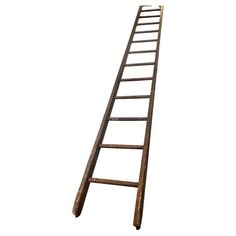 an old wooden ladder on a white background